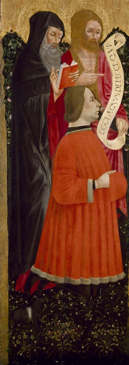 Ukjent italiensk - De hellige Anthony Abbot og døperen Johannes med en donor av Unbekannt Unbekannt