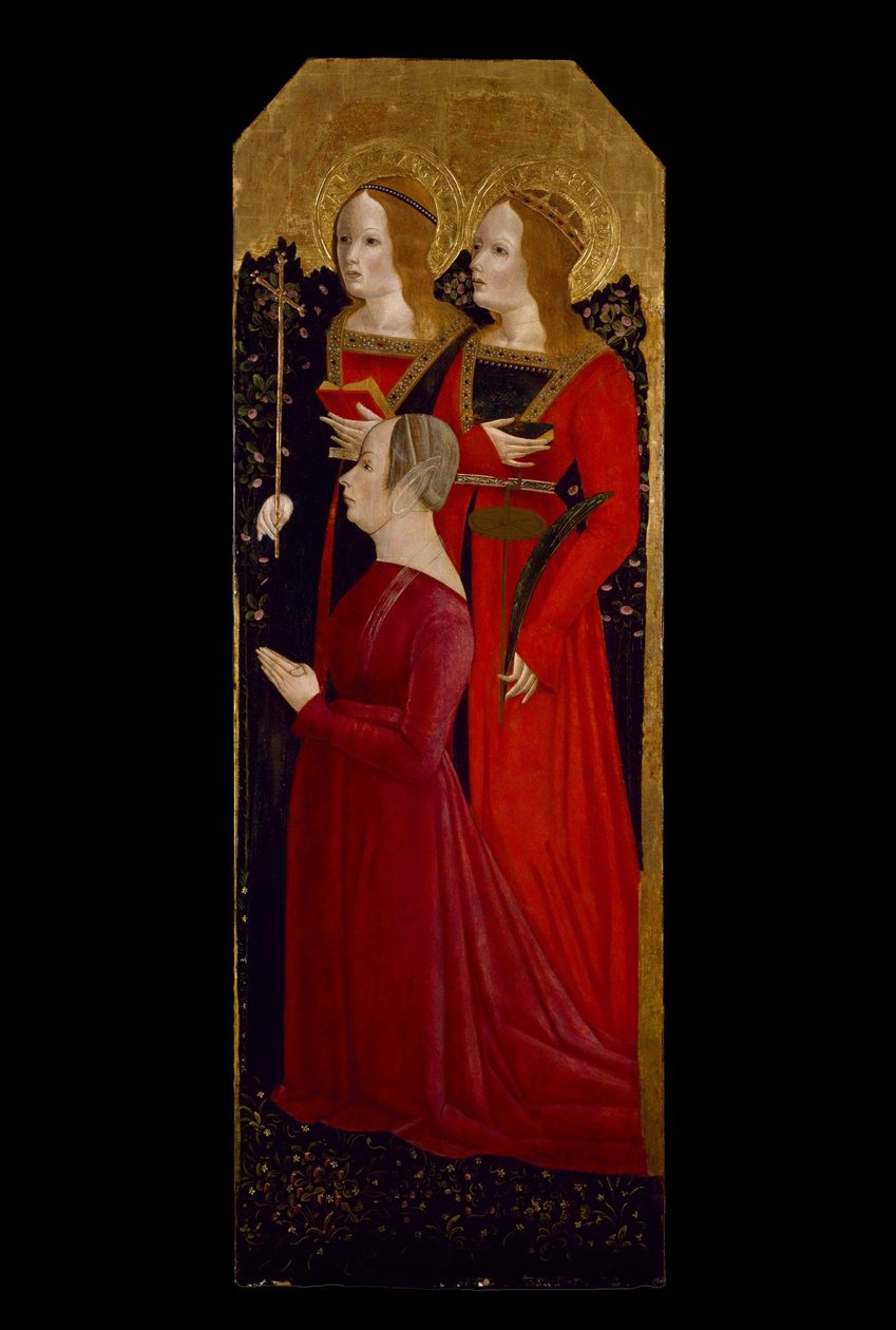 Ukjent italiensk - Hellige Margaret og Catherine av Alexandria med en Donatrix av Unbekannt Unbekannt