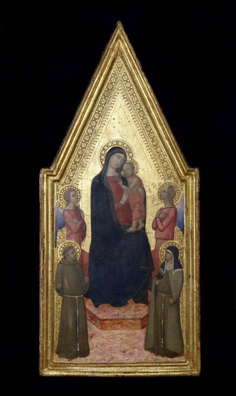 Ukjent italiensk - Jomfru og barn med de hellige Francis og Clare og to engler av Unbekannt Unbekannt