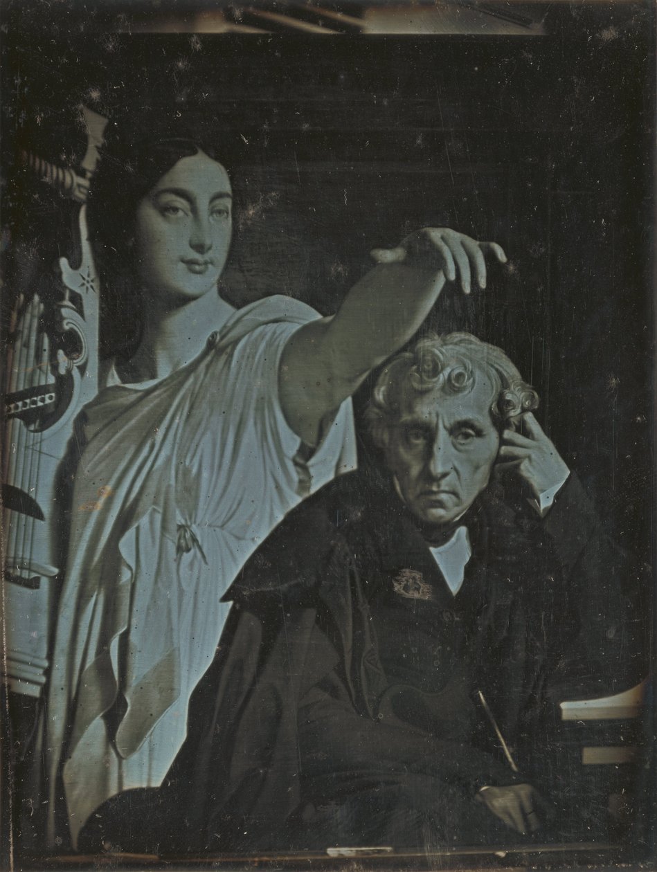 Ukjent produsent, fransk - (Ingres -maleri av Maria Luigi Carlo Zenobio Salvatore Cherubini og hans mus) av Unbekannt Unbekannt