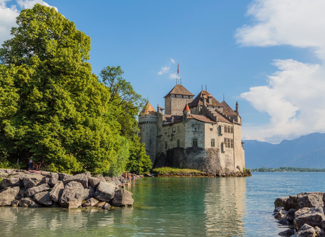 Veytaux, Sveits. Chateau de Chillon. av Unbekannt Unbekannt