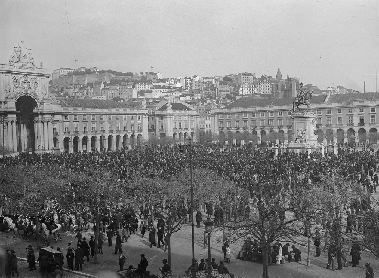 Seiersfeiring i Praca do Comercio, Lisboa, 1918 av Unbekannt Unbekannt