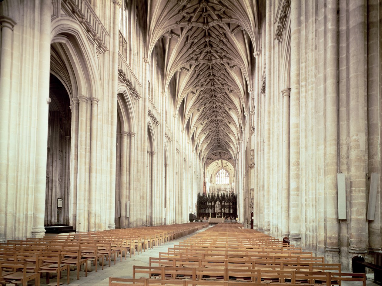 Utsikt over skipet, ombygd av William av Wykeham fra ca. 1394-bilde av Unbekannt Unbekannt