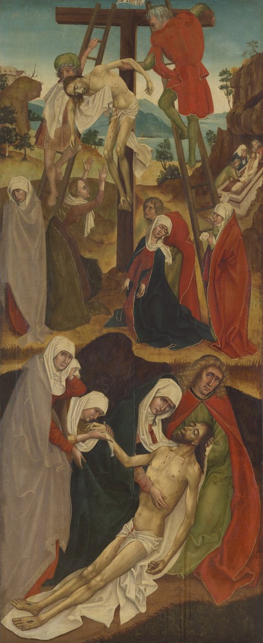 Altertavle med stasjonene for lidenskapen og Kristi korsfestelse av Unbekannt (Oberbayerischer Meister, Ende 15. Jh., Werkstatt Jan Polak)