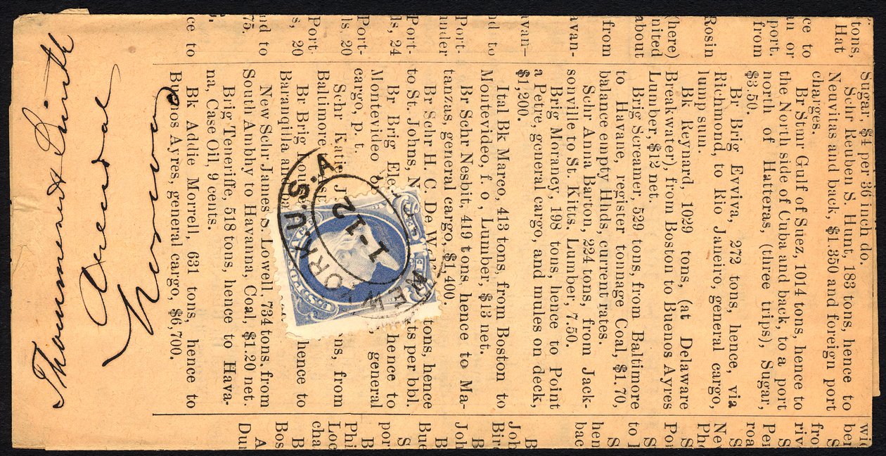 1c Franklin trykksaksprisomslag, 12. januar 1884. av Unbekannt