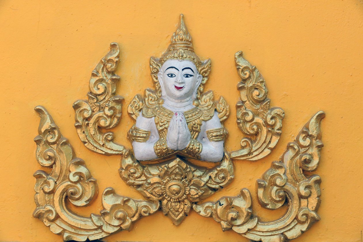 20151030, Vientiane, Laos: Wat Si Muang (Simuong) buddhisttempel. Buddhistisk gudinne av Unbekannt