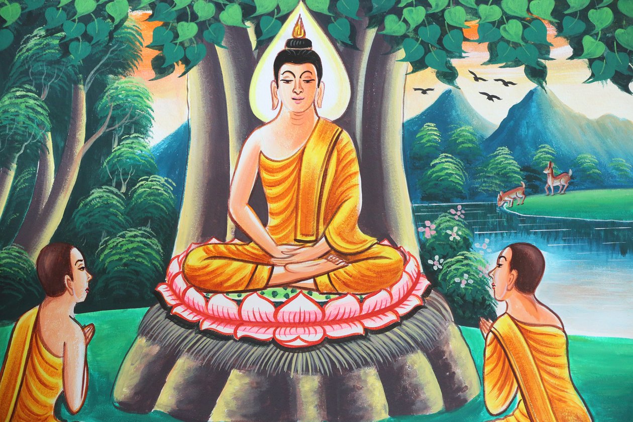20151103, Kasi, Laos: Maleri som skildrer livshistorien til Shakyamuni Buddha av Unbekannt