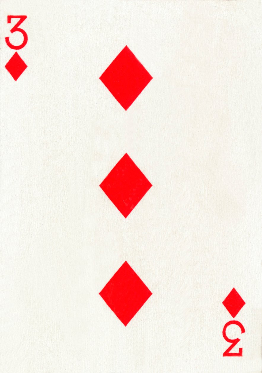 3 av diamanter fra en kortstokk med Goodall & Son Ltd.-spillekort, c1940 av Unbekannt