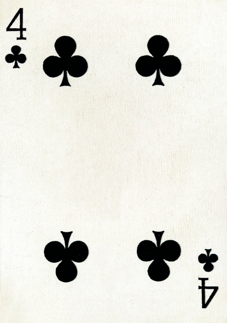 4 klubber fra en kortstokk med Goodall & Son Ltd.-spillekort, c1940 av Unbekannt