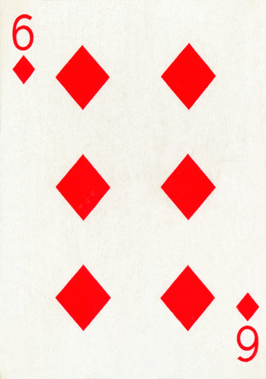 6 av diamanter fra en kortstokk med Goodall & Son Ltd.-spillekort, c1940 av Unbekannt