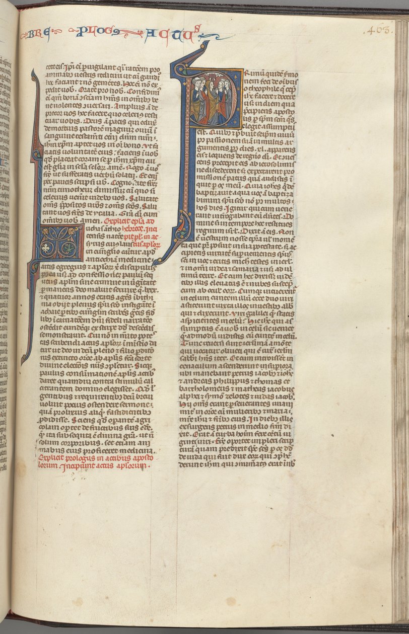 74. Fol. 463r, Apostlenes gjerninger, historikk initial P, Kristi himmelfart, ca. 1275-1300. av Unbekannt