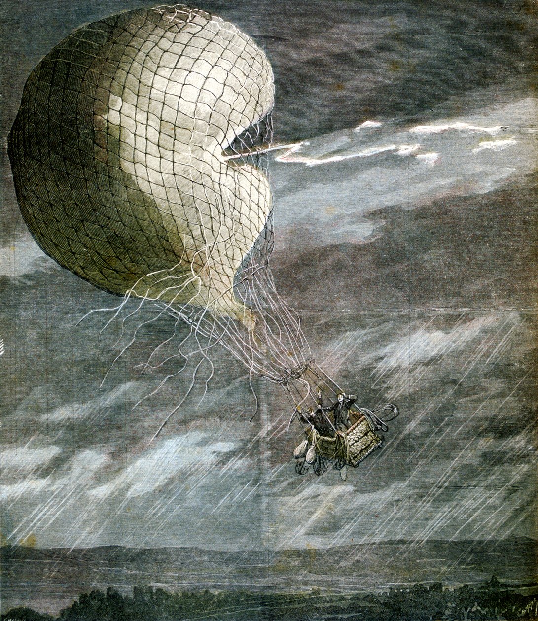 En ballong truffet av lynet nær Chicago, Illinois, USA, 1891 av Unbekannt