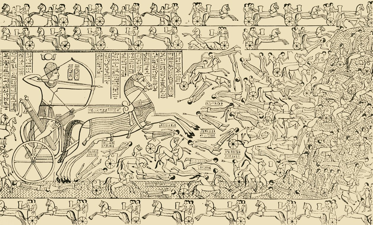 En kampscene fra Rameseum ved Theben, 1890. av Unbekannt