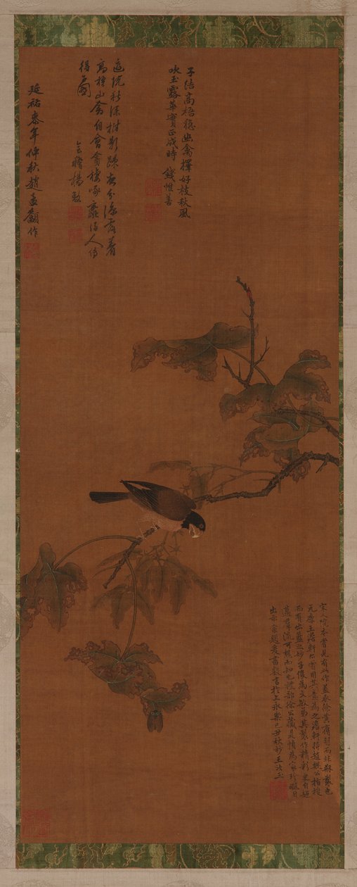 En fugl på en løvgren, Ming-dynastiet, 1500-1600-tallet. av Unbekannt