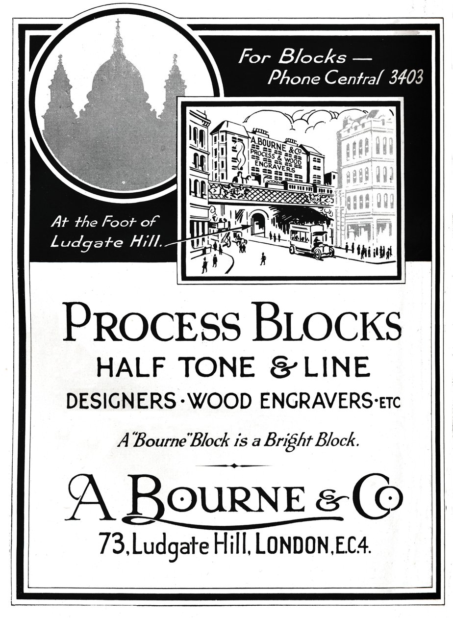 A. Bourne & Co. Annonse – Prosessblokker, 1919 av Unbekannt