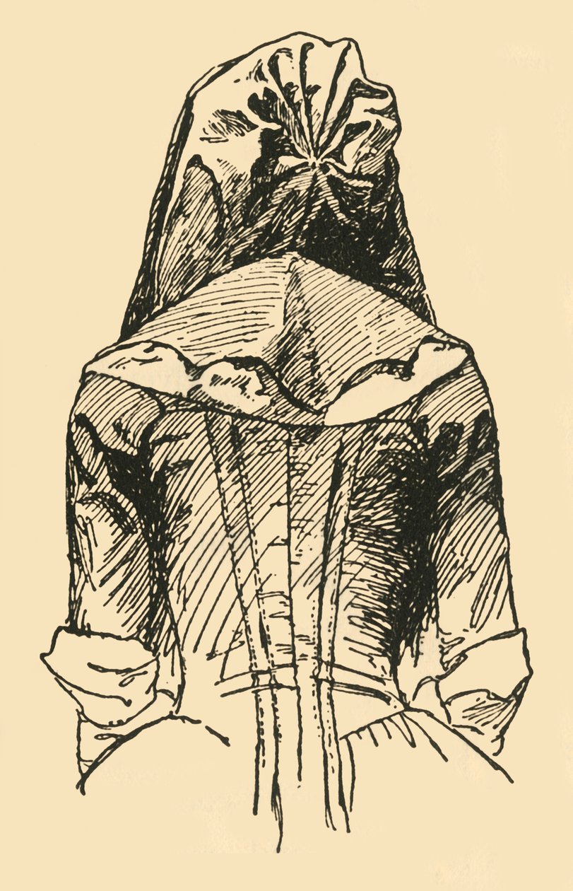 En Camlet Hood, hentet fra et originalt plagg, c1702, 1937. av Unbekannt
