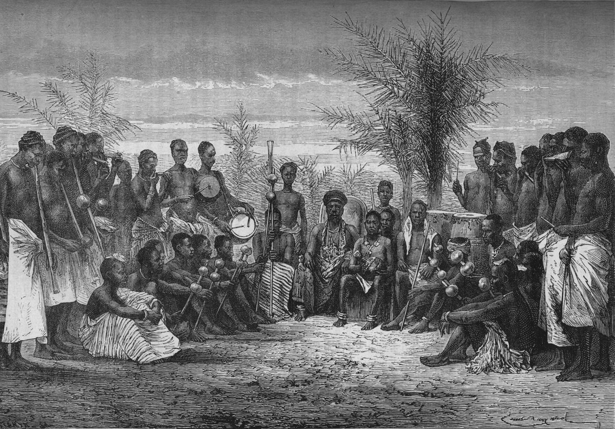 En Cape Coast-konge og hans hoff, c1880 av Unbekannt