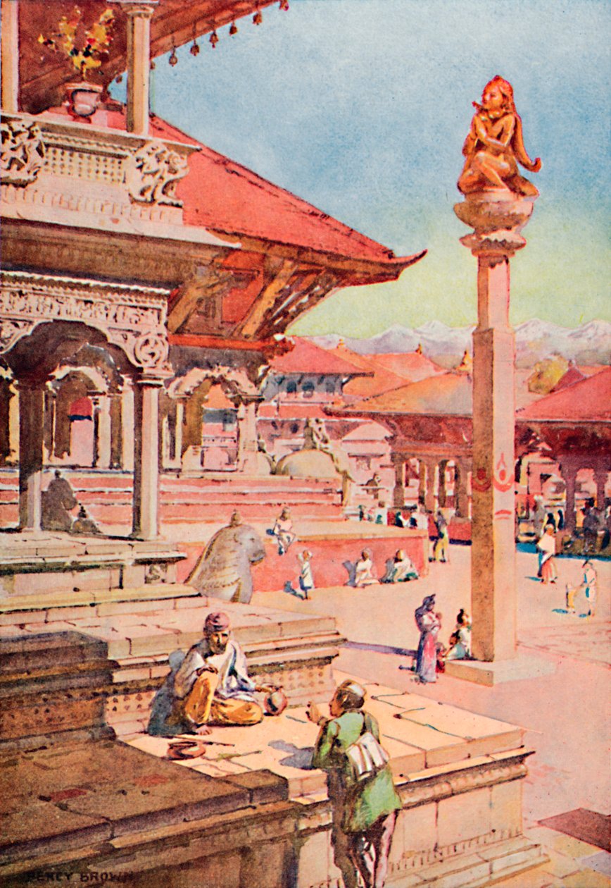 Et hjørne av Durbar-plassen, Patan, Nepal, 1913 av Unbekannt