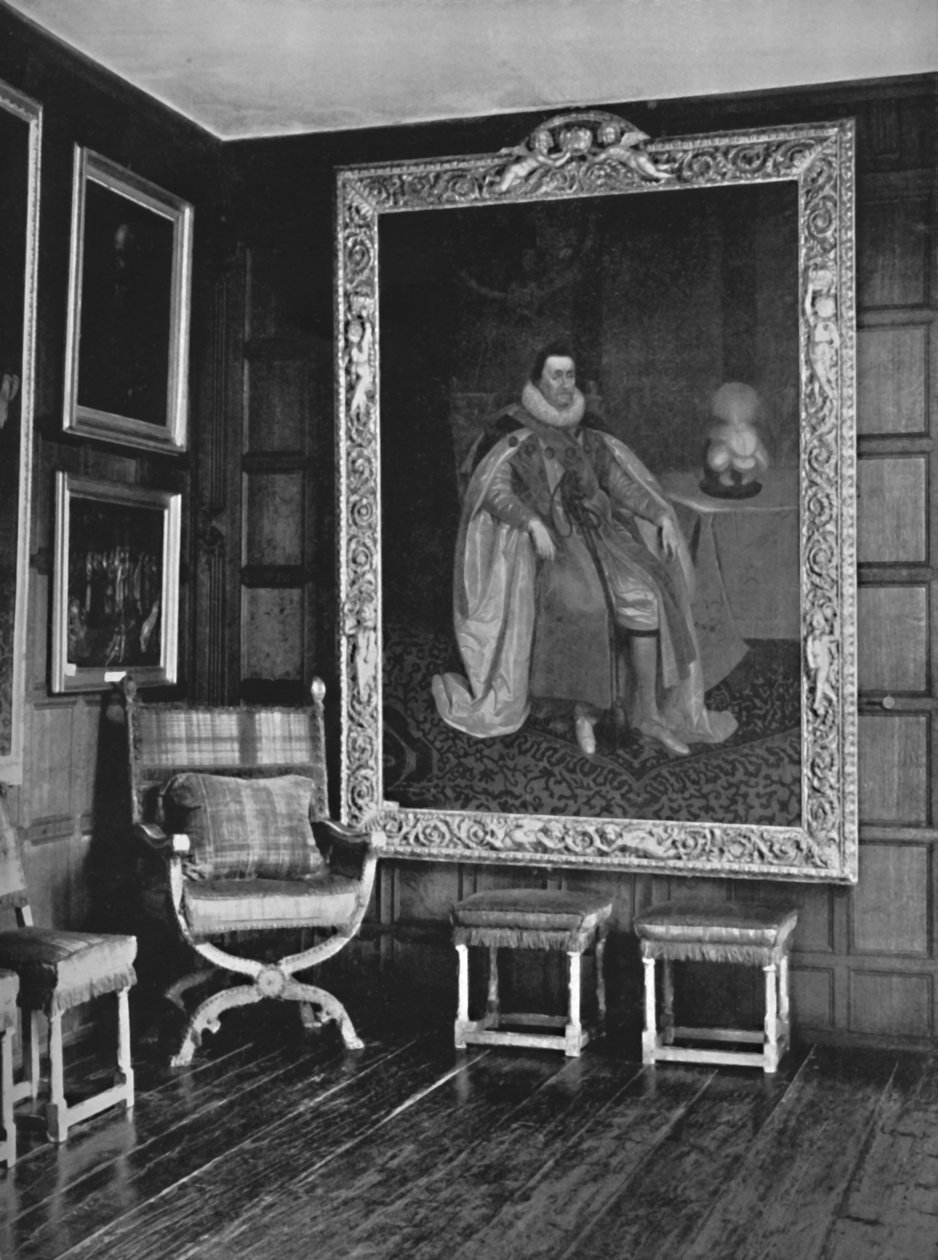 Et hjørne av Leicester Gallery, Knole. Med portrett av James I, 1928 av Unbekannt