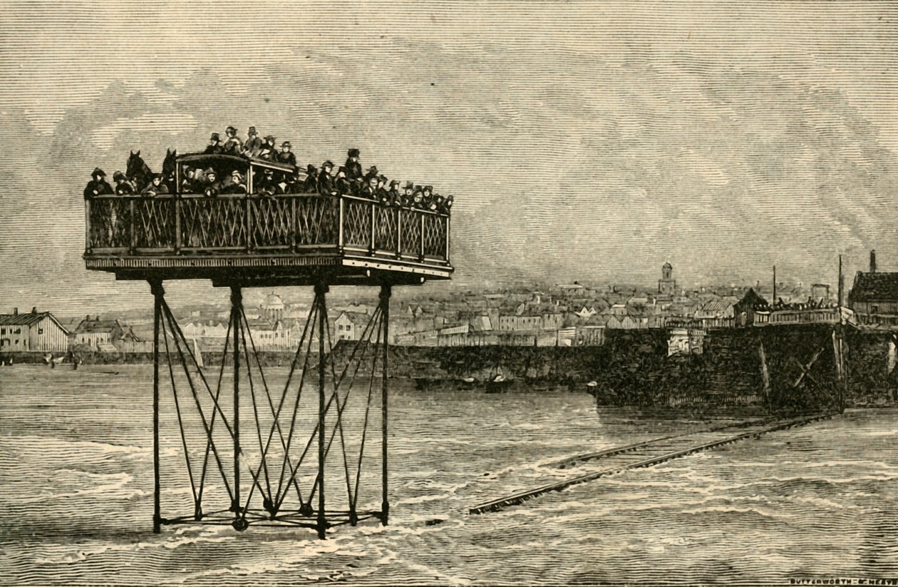 En nysgjerrig rullende bro, 1882. av Unbekannt