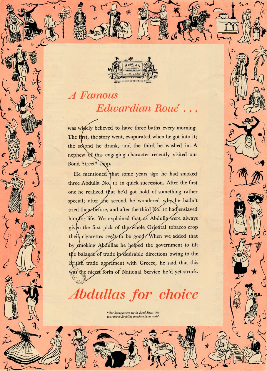 En berømt Edwardian Roue Abdullas for valg, 1939 av Unbekannt