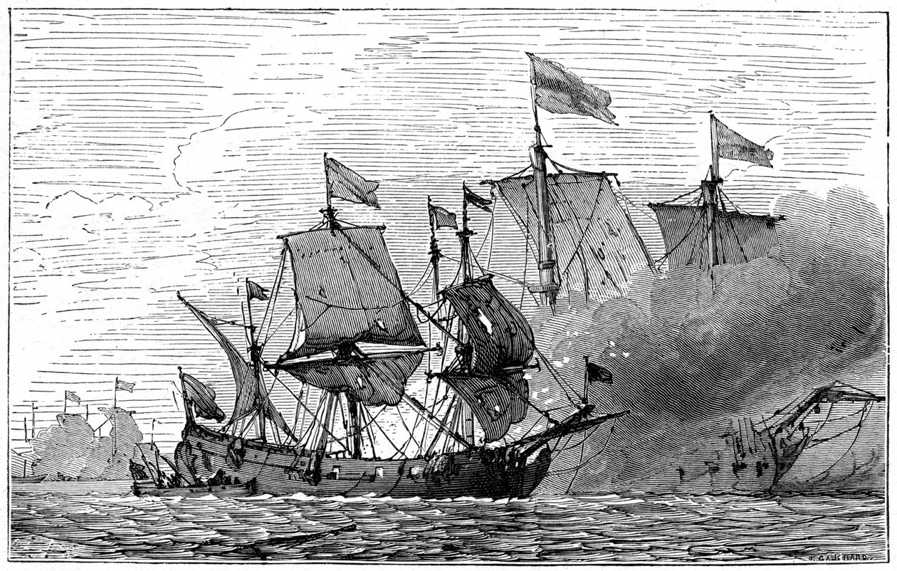 Et fransk brûlot brannskip, 1700-tallet, 1898 av Unbekannt