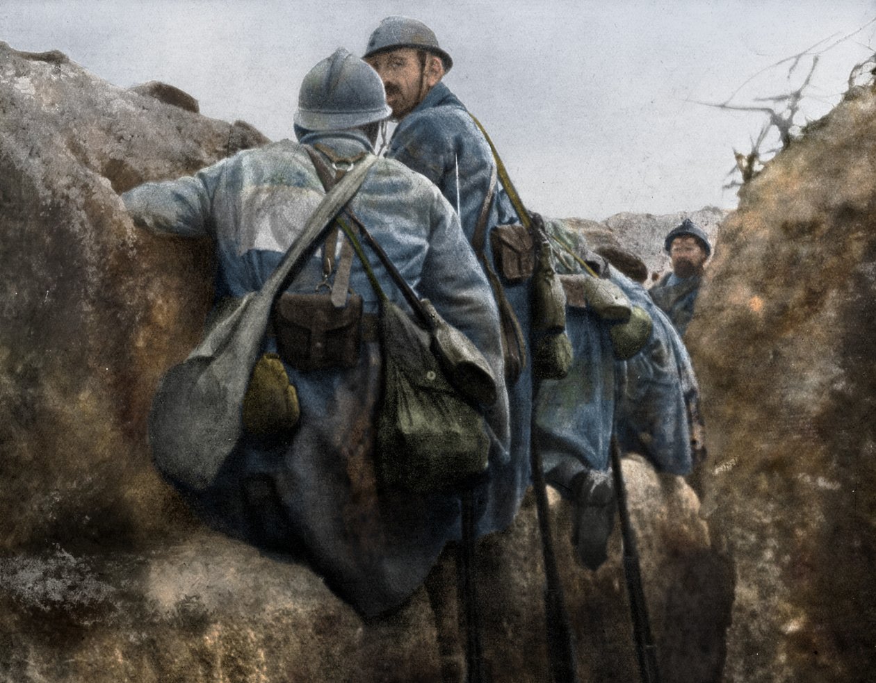 En fransk skyttergrav før et angrep, 2. slaget ved Champagne, Frankrike, 25. september 1915 av Unbekannt