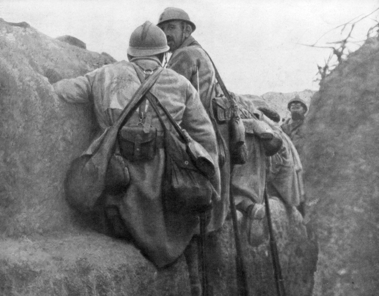 En fransk skyttergrav før et angrep, 2. slaget ved Champagne, Frankrike, 25. september 1915 av Unbekannt