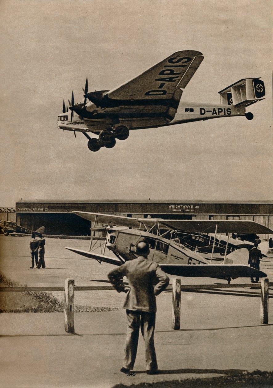 Et tysk Junkers-fly ankommer Croydon flyplass, c1934 c1937 av Unbekannt