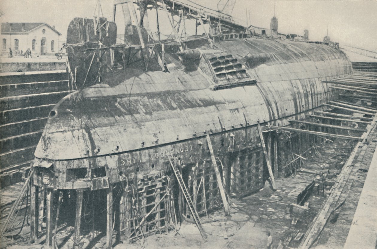 En stor prestasjon delvis gjennomført. Leonardo da Vinci hviler i tørrdokk, 1936 av Unbekannt