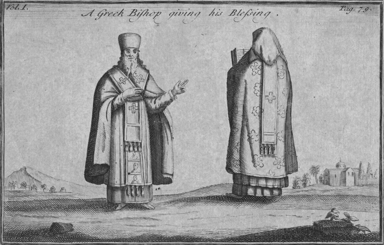 En gresk biskop som gir sin velsignelse, c1761 av Unbekannt