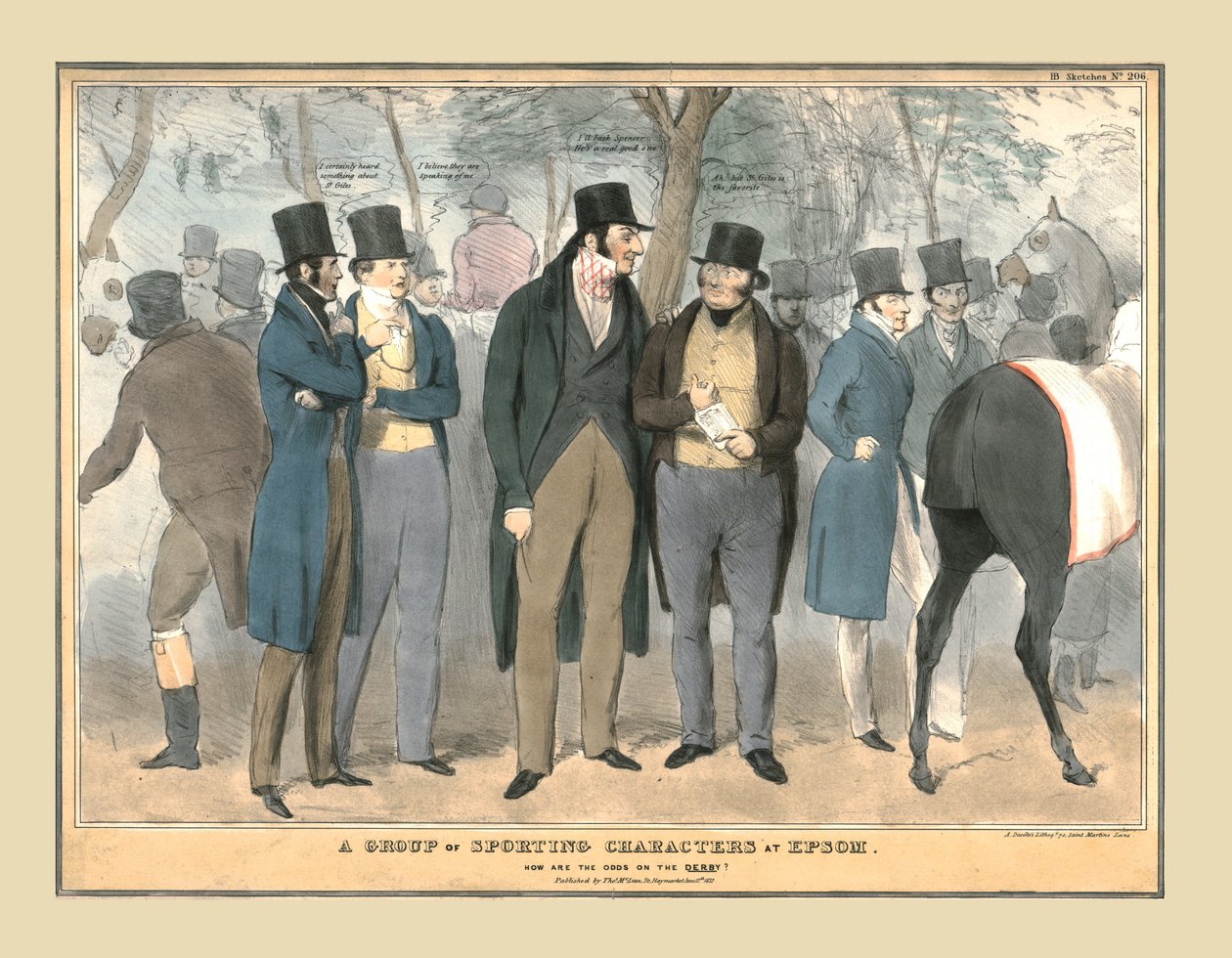 En gruppe sportslige karakterer i Epsom, c1832. av Unbekannt