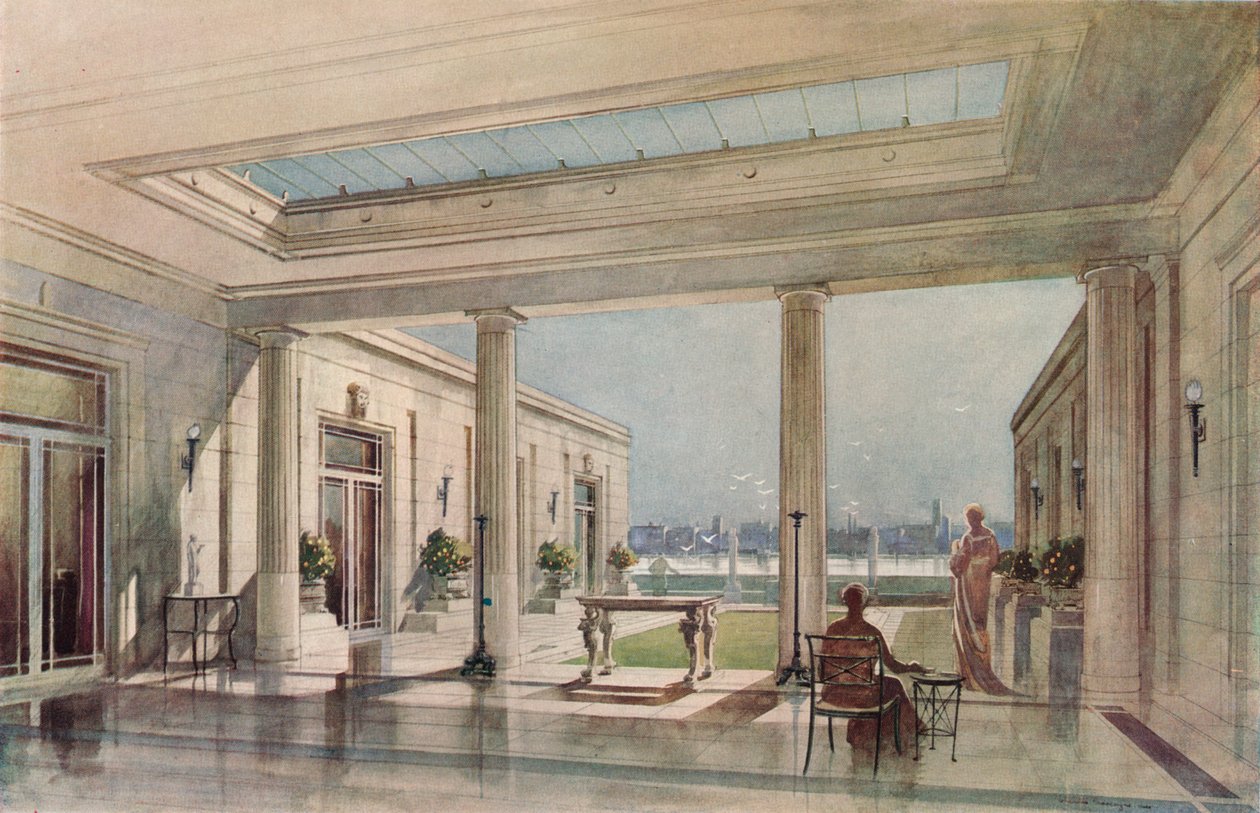 Et hus i Grosvenor Road, Westminster Thames Embankment. G. & A. Gilbert Scott, arkitekter, c19 av Unbekannt