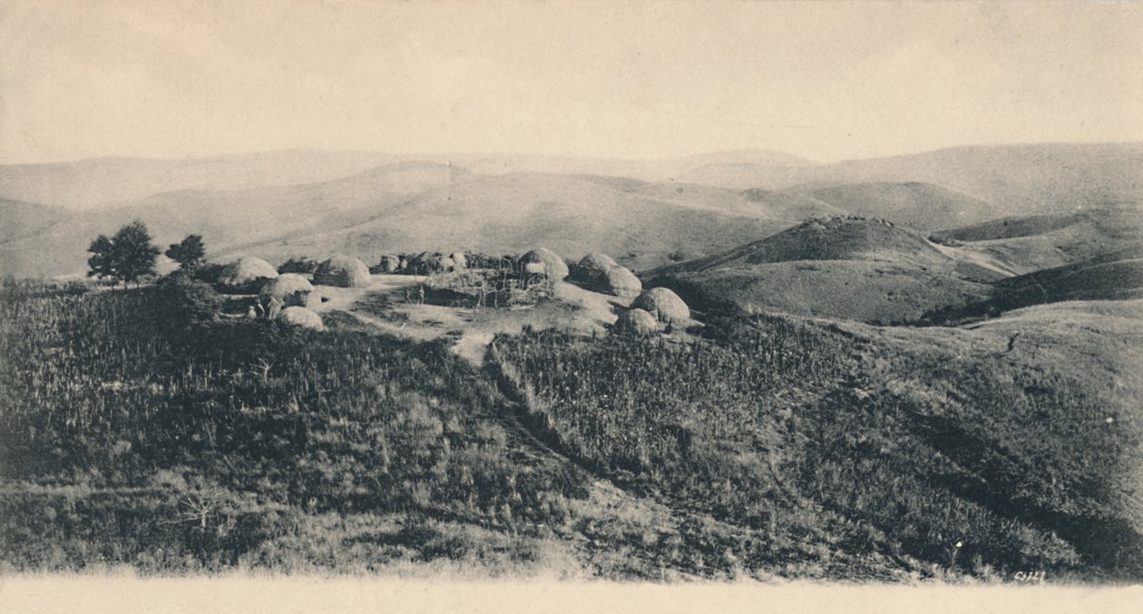A Kafir Kraal - Zululand, tidlig på 1900-tallet. av Unbekannt