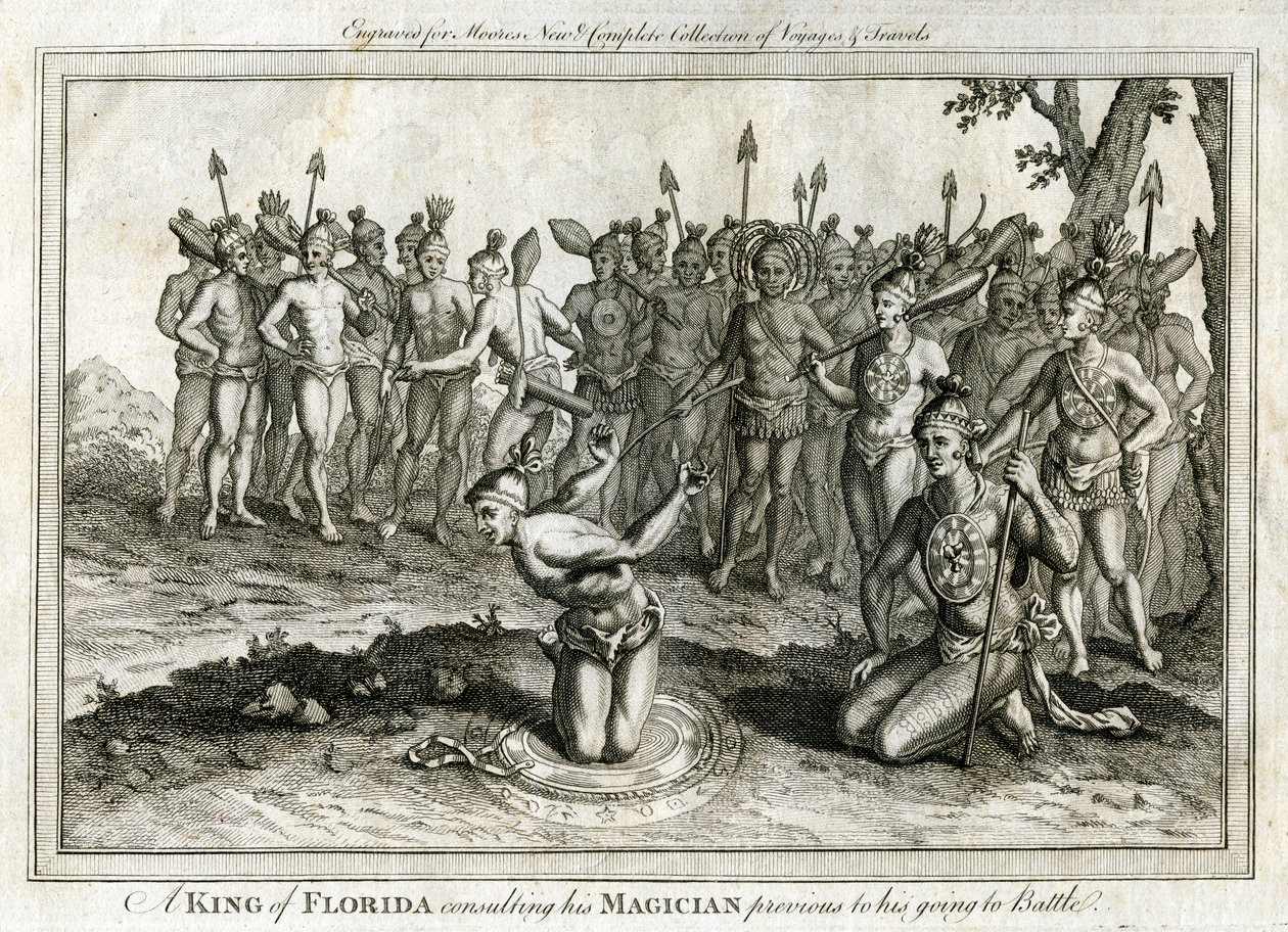 En konge av Florida konsulterte tryllekunstneren sin før han dro til kamp, c1760 av Unbekannt