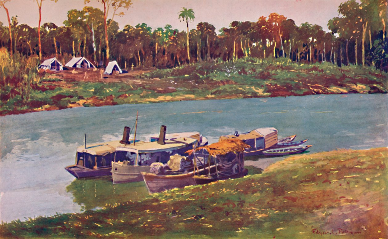 Et militært leirsted på en rekkevidde av øvre Amazonas, tre tusen mil fra havet, 1914 av Unbekannt