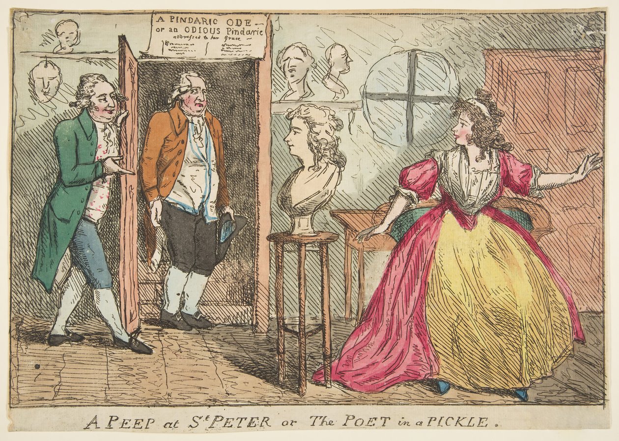 Et kikk på St. Peter eller The Poet in a Pickle, 23. juli 1789. av Unbekannt