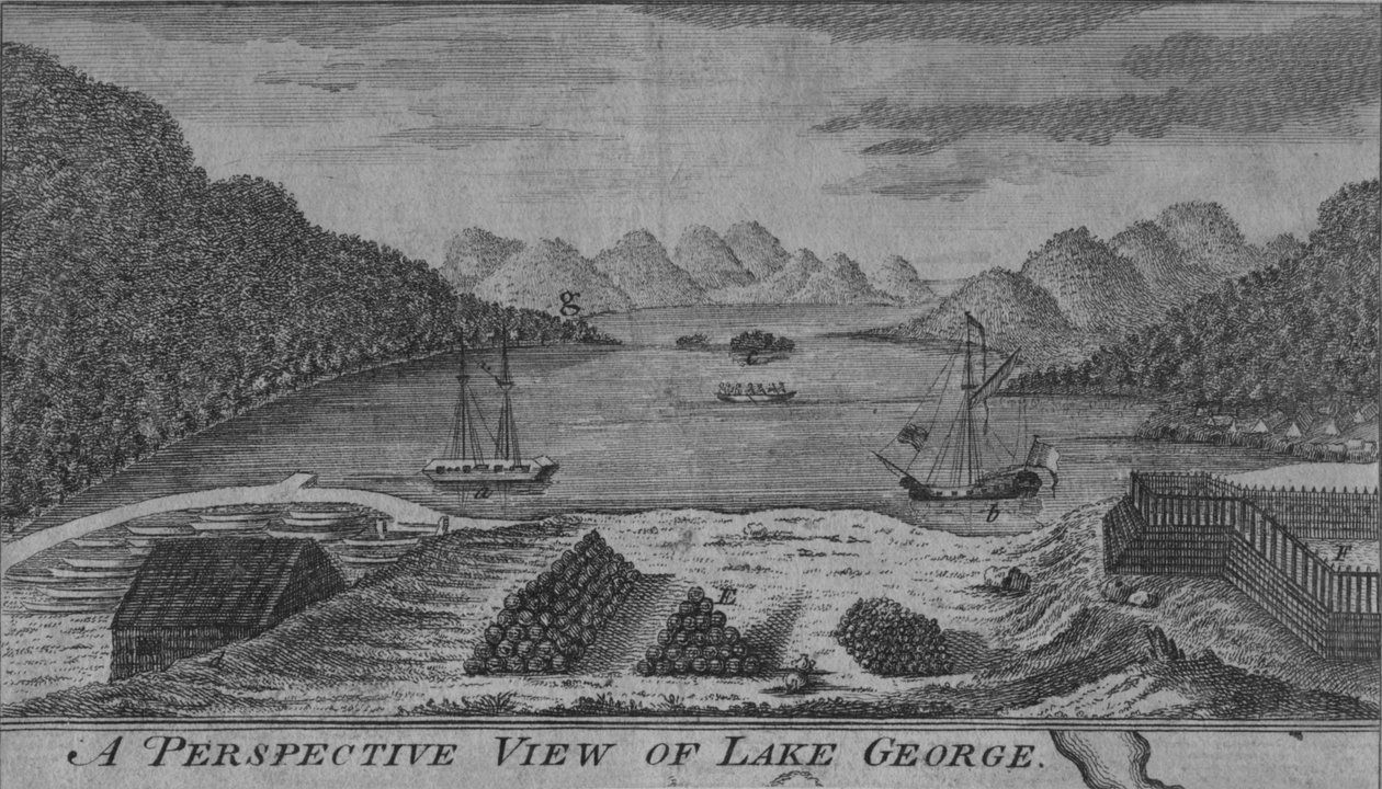 Perspektiv utsikt over Lake George, 1700-tallet av Unbekannt
