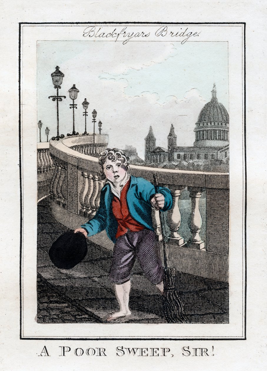 A Poor Sweep, Sir!, Blackfriars Bridge, London, 1805 av Unbekannt