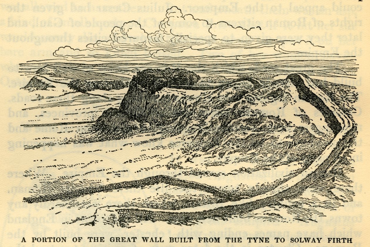En del av den kinesiske mur bygget fra Tyne til Solway Firth av keiser Hadrian i 121 e.Kr. av Unbekannt