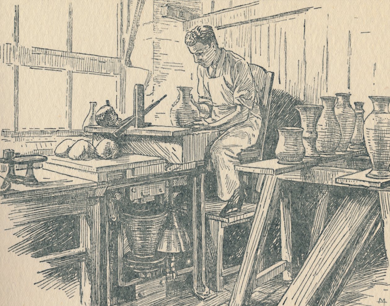 En keramiker på jobb, 1910 av Unbekannt