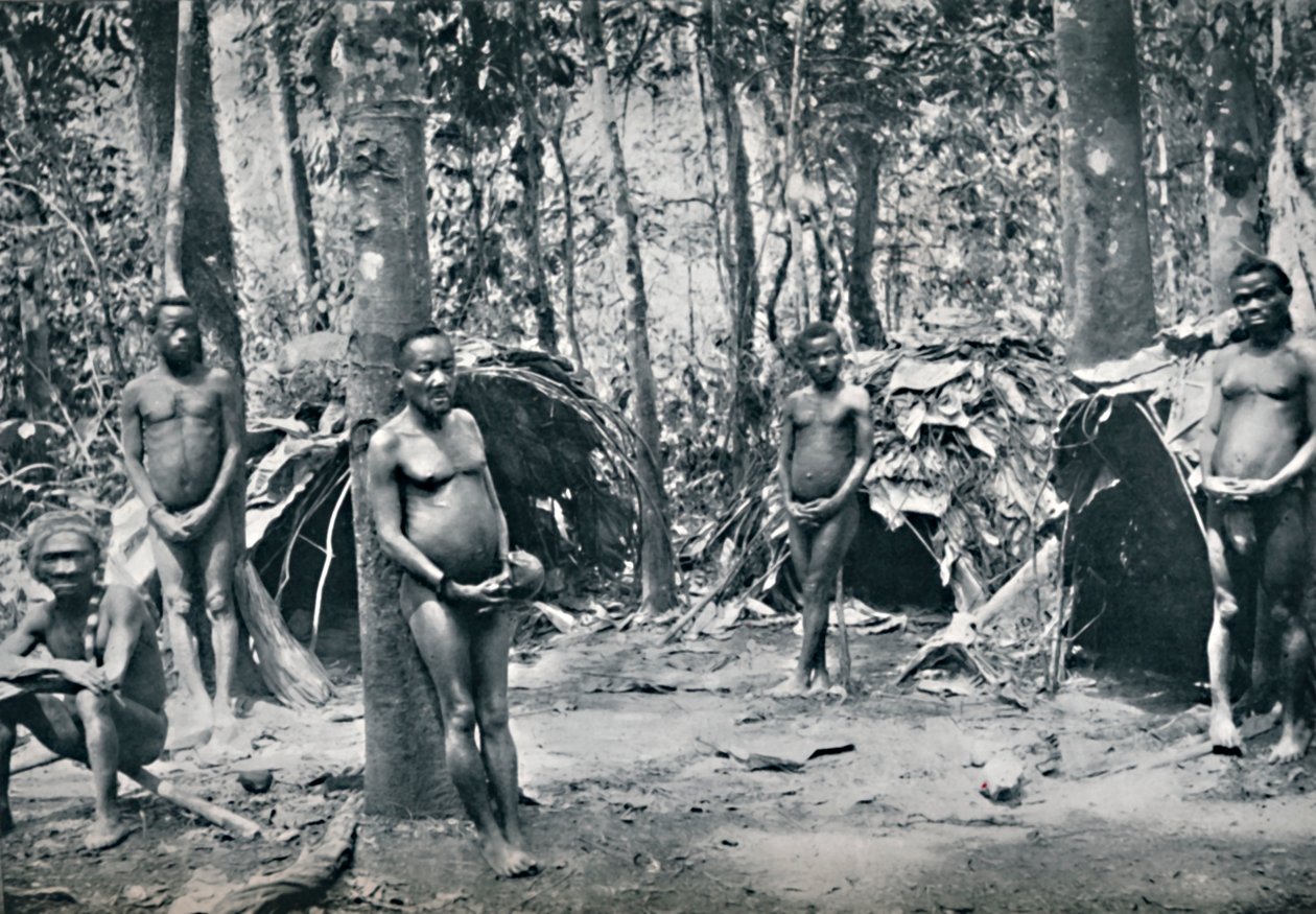 En pygmélandsby, Nordøst-Kongo-bassenget, 1912 av Unbekannt