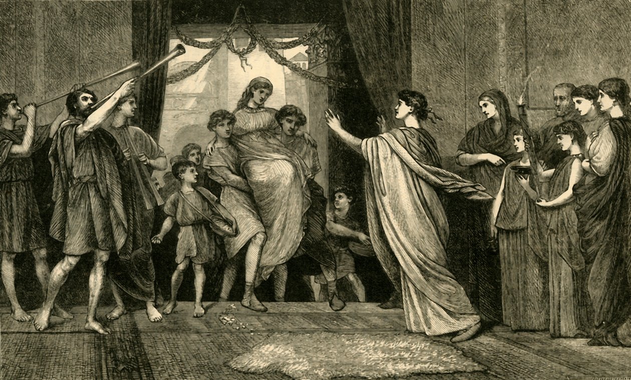 Et romersk bryllup. - Brudenes hjemkomst, 1881. av Unbekannt