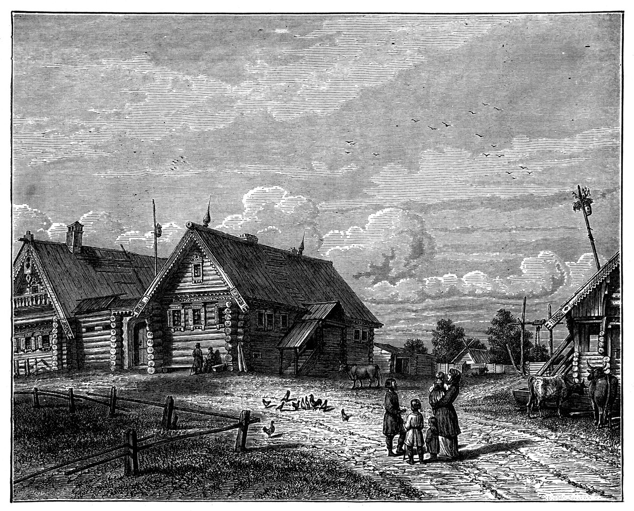 En russisk landsby i den sørlige jordbrukssonen, ca 1890 av Unbekannt