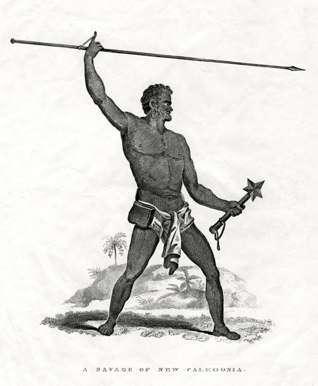 A Savage of New Caledonia, sørvest i Stillehavet, 1800-tallet av Unbekannt