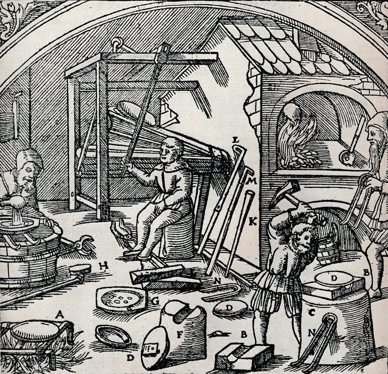 Et sølvraffineri, 1556, 1917 av Unbekannt