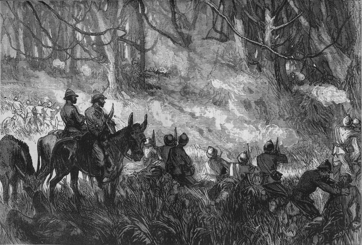 En trefning i skogen, c1880 av Unbekannt