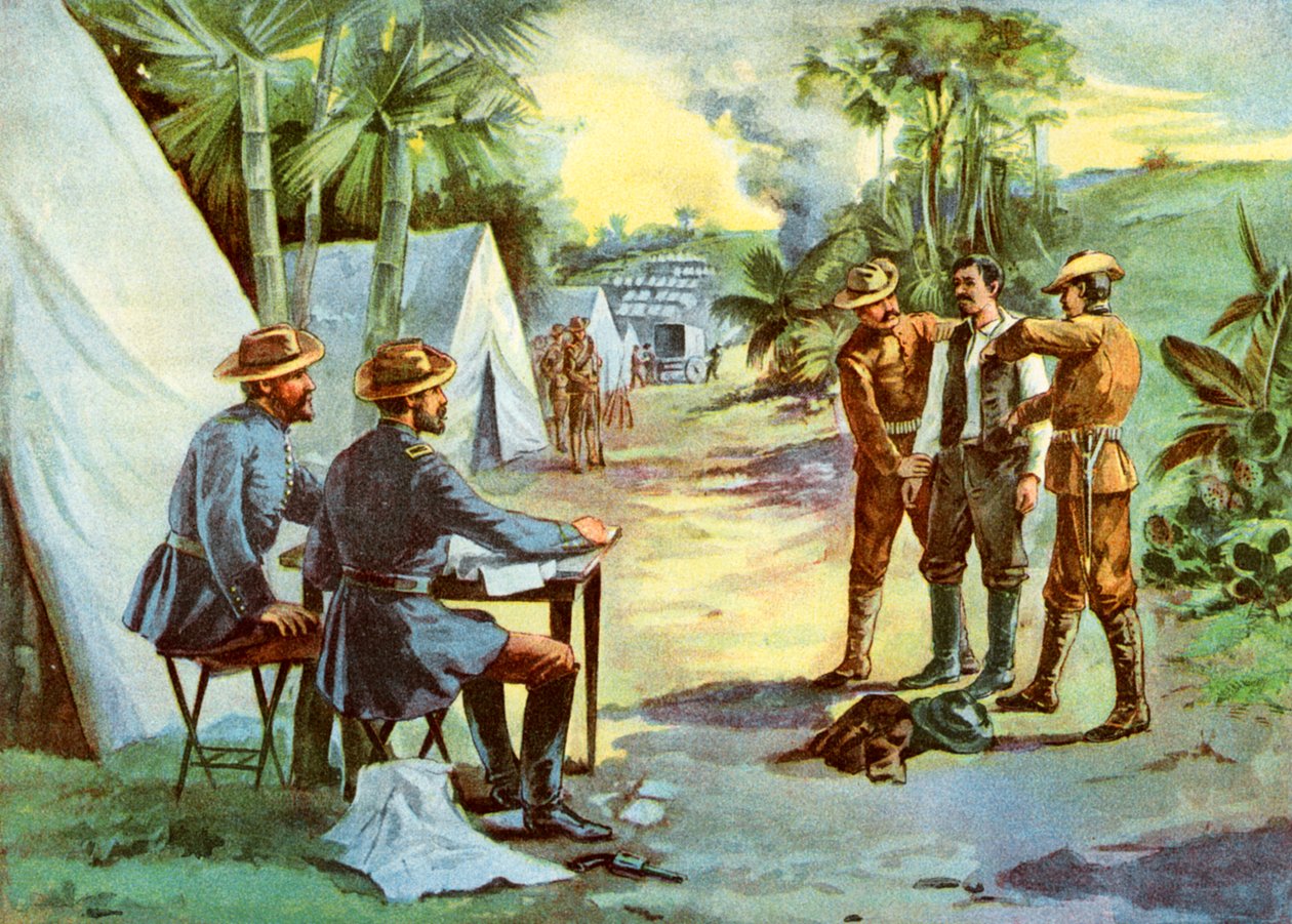 En spansk spion i leir, spansk-amerikansk krig, 1898 av Unbekannt