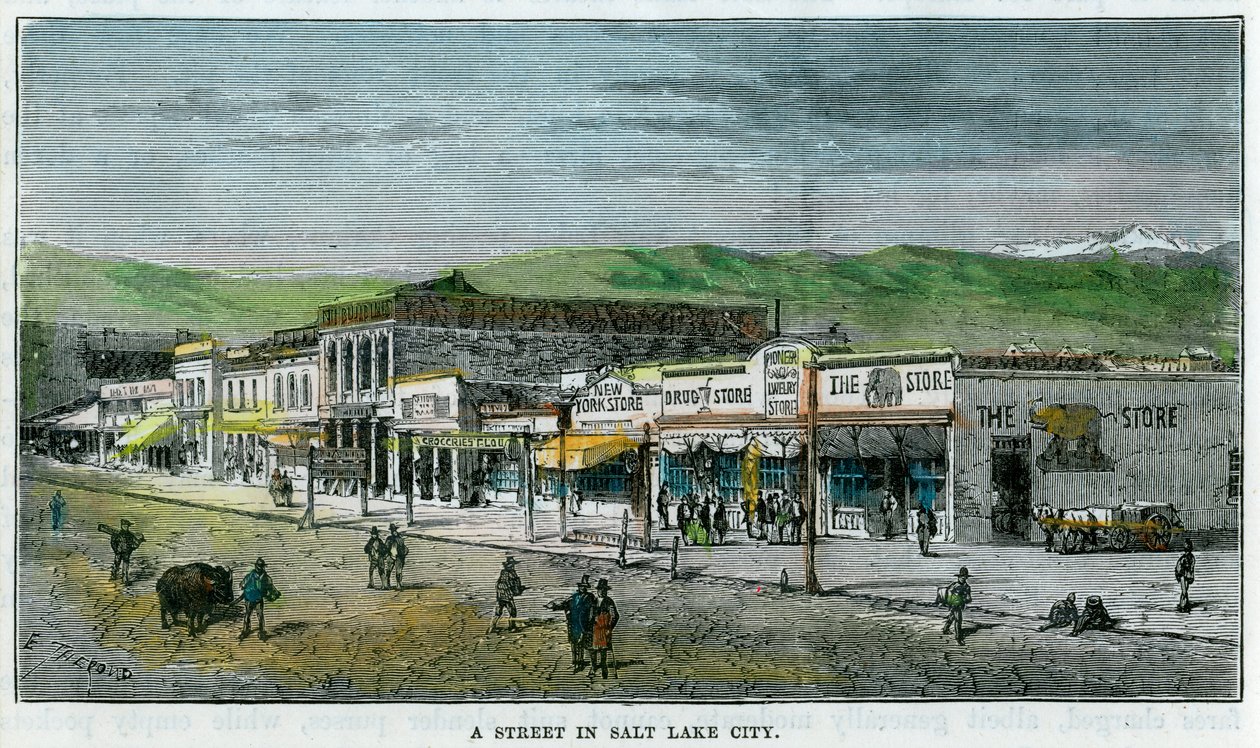 En gate i Salt Lake City, Utah, USA, c1880 av Unbekannt