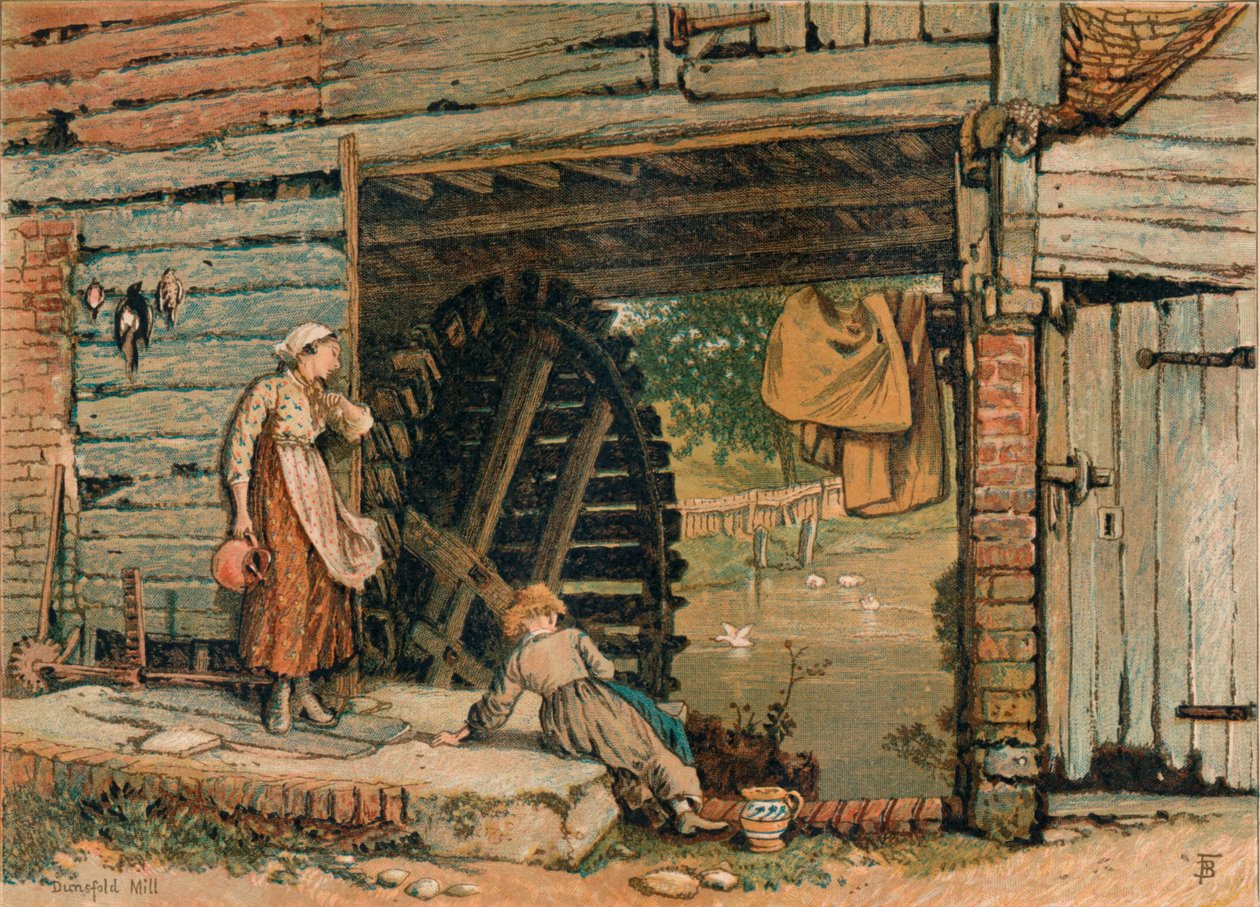 En Surrey Water-Mill, midten av slutten av 1800-tallet. av Unbekannt